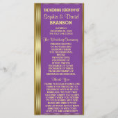 Gold en Royal Paars Wedding Custom Program Programmakaart (Voorkant)