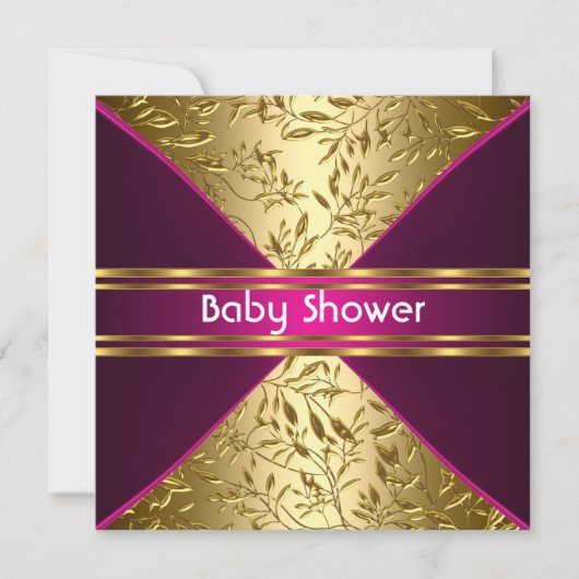 Gold en roze Baby shower Kaart (Voorkant)