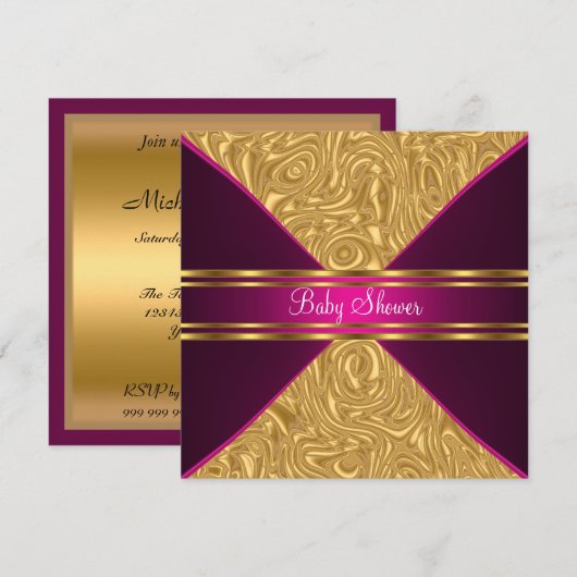 Gold en roze Baby shower Kaart (Voorkant / Achterkant)