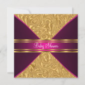 Gold en roze Baby shower Kaart (Voorkant)