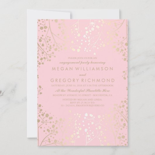 Gold- en roze babyfeest kaart (Voorkant)