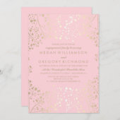 Gold- en roze babyfeest kaart (Voorkant / Achterkant)