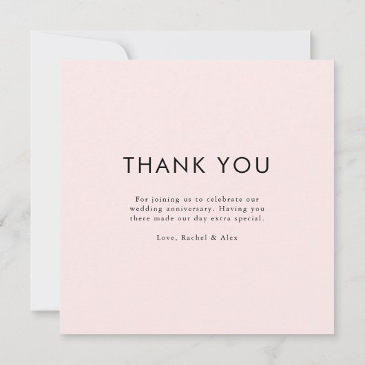 Gold en roze bruiloft Jubileum Hartelijk dank Bedankkaart (Achterkant)