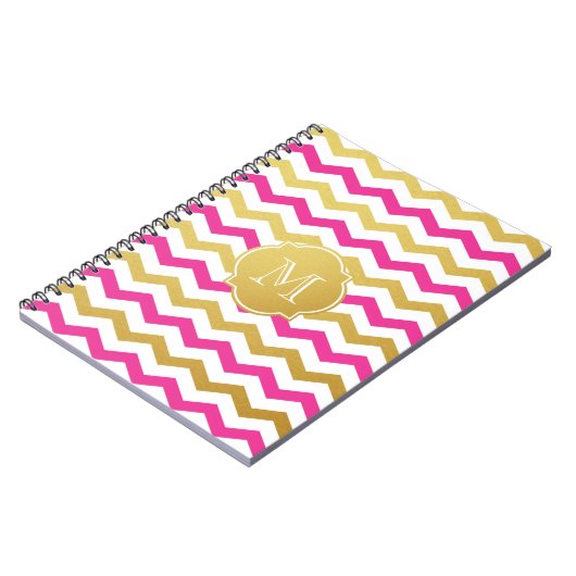 Gold- en roze Chevron Pattern-model Notitieboek (Linkerzijde)