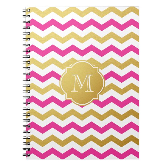 Gold- en roze Chevron Pattern-model Notitieboek (Voorkant)