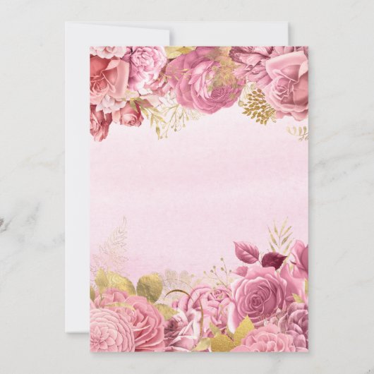 Gold en roze Floral Waterverf 60e verjaardag Kaart (Achterkant)