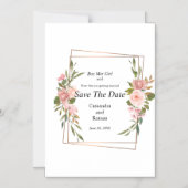 Gold en roze Floral Wedding Save the Date Magnetische Uitnodiging (Voorkant)