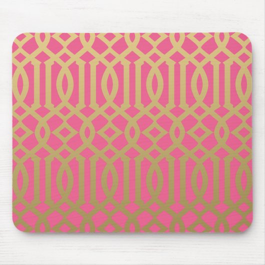 Gold en roze Modern Trellis Pattern Muismat (Voorkant)