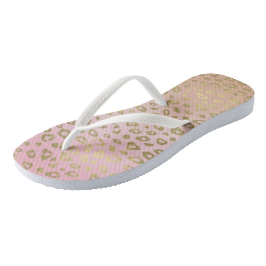 Gold- en roze ombre-luipaard afdrukken teenslippers (Schuin)