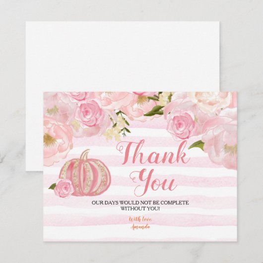 Gold en Roze pomkin - Hartelijk dank Bedankkaart (Voorkant / Achterkant)