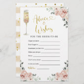 Gold en Roze Stusty Roos Soiree Advice & Wishes (Voorkant / Achterkant)