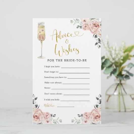 Gold en Roze Stusty Roos Soiree Advice & Wishes (Staand voorkant)