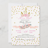 Gold en Roze Unicorn Baby shower Kaart (Voorkant)