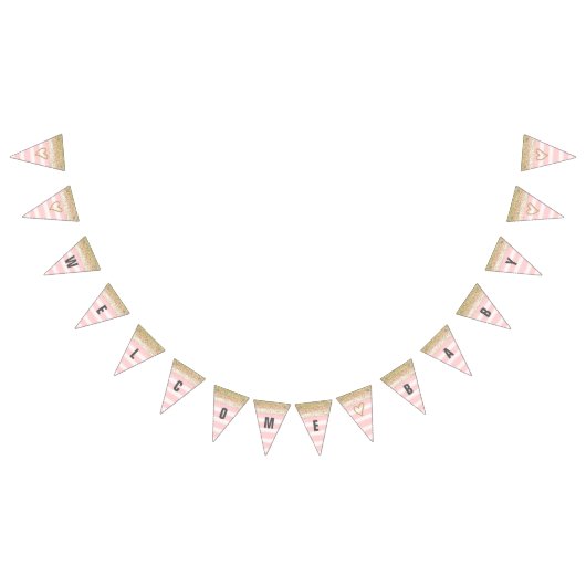 Gold- en roze welkomstbanner vlaggetjes (Alle)