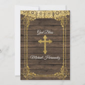 Gold en Rustisch bruin Spaans baptisme Kaart (Achterkant)