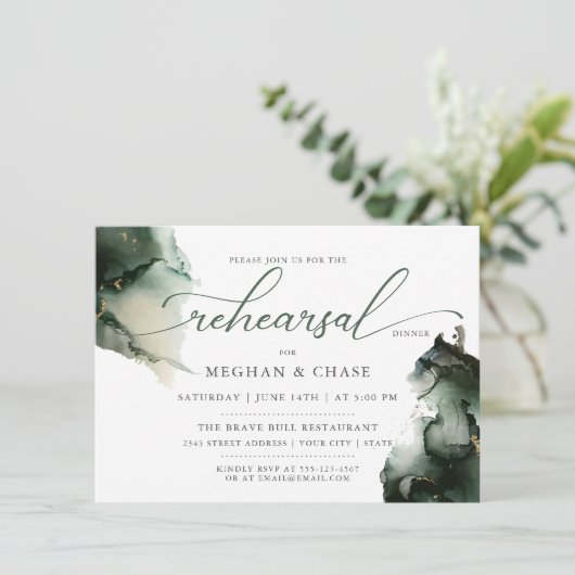 Gold- en Sage-groene Waterverf Kaart (Staand voorkant)