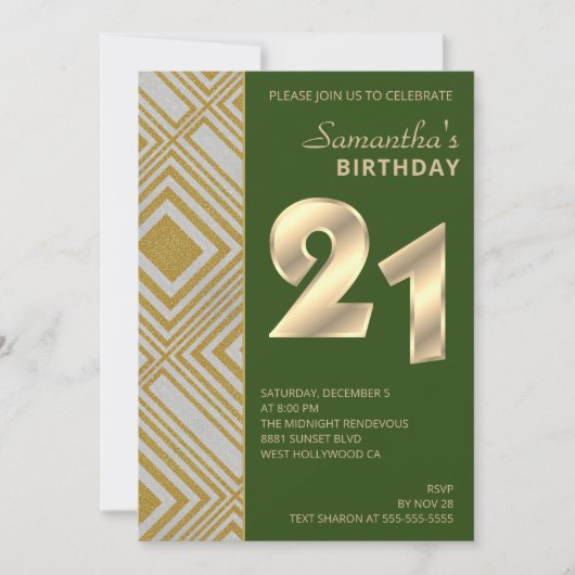 Gold en Silver Art Deco Birthday Uitnodiging (Voorkant)