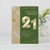 Gold en Silver Art Deco Birthday Uitnodiging (Staand voorkant)