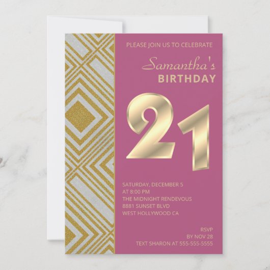 Gold en Silver Art Deco Birthday Uitnodiging (Voorkant)