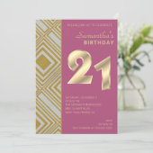 Gold en Silver Art Deco Birthday Uitnodiging (Staand voorkant)