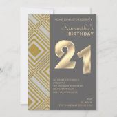 Gold en Silver Art Deco Birthday Uitnodiging (Voorkant)