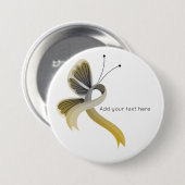 Gold- en Silver Awareness Ribbon Butterfly Button (Voorkant /achterkant)