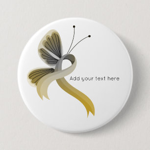 Gold- en Silver Awareness Ribbon Butterfly Button