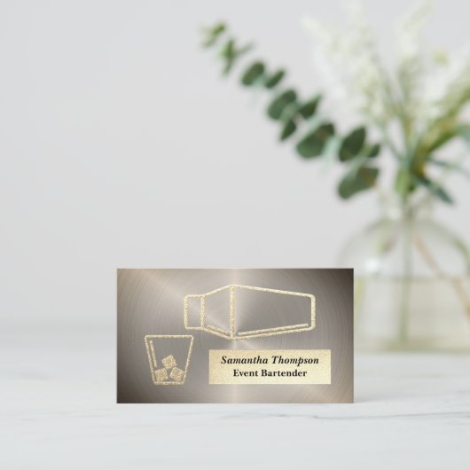 Gold en Silver Bartender Event Visitekaartje (Staand voorkant)
