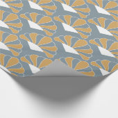 Gold en Silver Blue Art Deco Fan Flowers Pattern Cadeaupapier (Hoek)