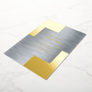 Gold en Silver Classy Luxury Chic Modern Wedding Folie Uitnodiging