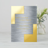 Gold en Silver Classy Luxury Chic Modern Wedding Folie Uitnodiging (Staand Voorkant)