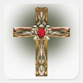 Gold en Silver Cross Vierkante Sticker (Voorkant)