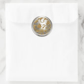 Gold- en Silver Damask-envelop Ronde Sticker (Tas)