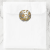 Gold- en Silver Damask-envelop Ronde Sticker (Tas)