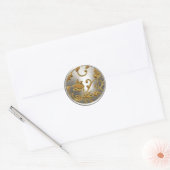 Gold- en Silver Damask-envelop Ronde Sticker (Envelop)