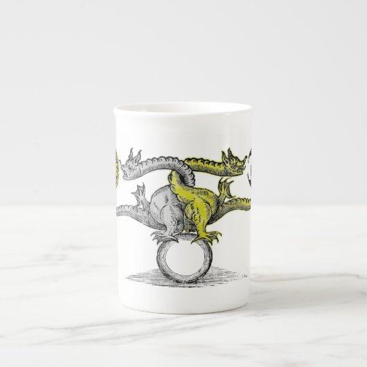 Gold- en Silver Dragon-symbool Porselein Kop (Voorkant)