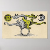 Gold- en Silver Dragon-symbool Poster (Voorkant)