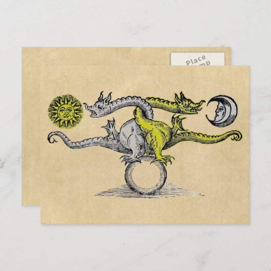 Gold en Silver Dragons van Alchemy Briefkaart (Voorkant / Achterkant)