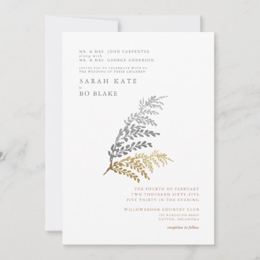 Gold en Silver Elegant Winter Beide ouders bruilof Kaart (Voorkant)