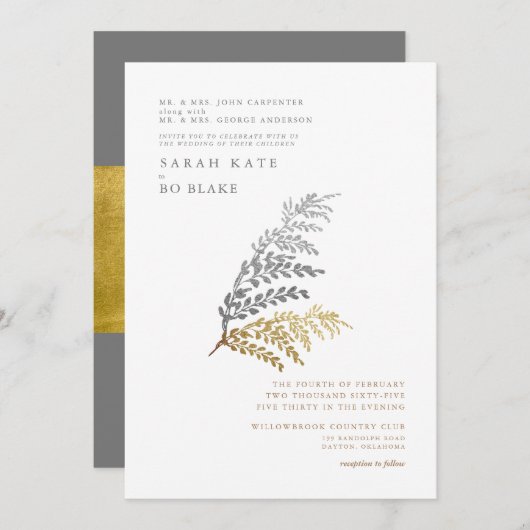 Gold en Silver Elegant Winter Beide ouders bruilof Kaart (Voorkant / Achterkant)