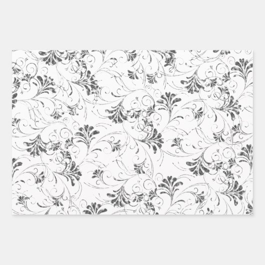 Gold en Silver Floral Pattern Inpakpapier Vel (Voorkant 3)
