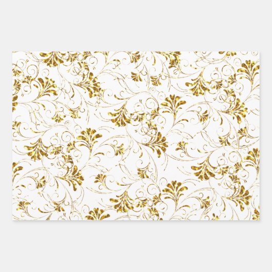 Gold en Silver Floral Pattern Inpakpapier Vel (Voorkant 2)