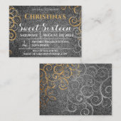 Gold en Silver Glitter Birthday Invitation Informatiekaartje (Voorkant / Achterkant)