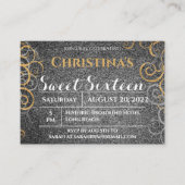 Gold en Silver Glitter Birthday Invitation Informatiekaartje (Voorkant)