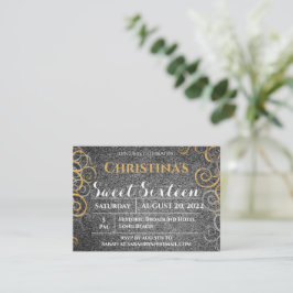 Gold en Silver Glitter Birthday Invitation Informatiekaartje
