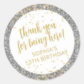 Gold en Silver Glitter Dank u hartelijk dank Ronde Sticker (Voorkant)