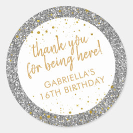 Gold en Silver Glitter Dank u hartelijk dank Ronde Sticker