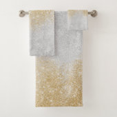 Gold en Silver Glitter Ombre Luxury Design Bad Handdoek (Insitu)