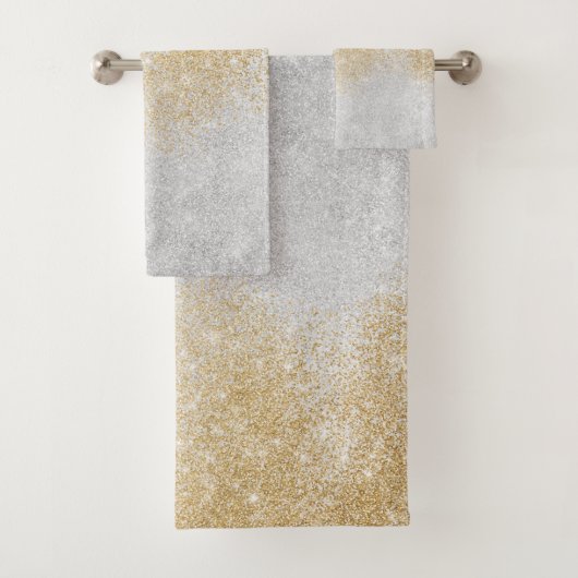 Gold en Silver Glitter Ombre Luxury Design Bad Handdoek (Insitu)