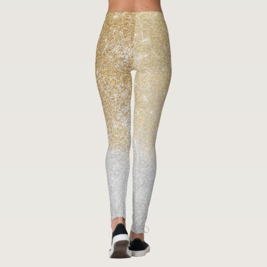 Gold en Silver Glitter Ombre Luxury Design Leggings (Achterkant)